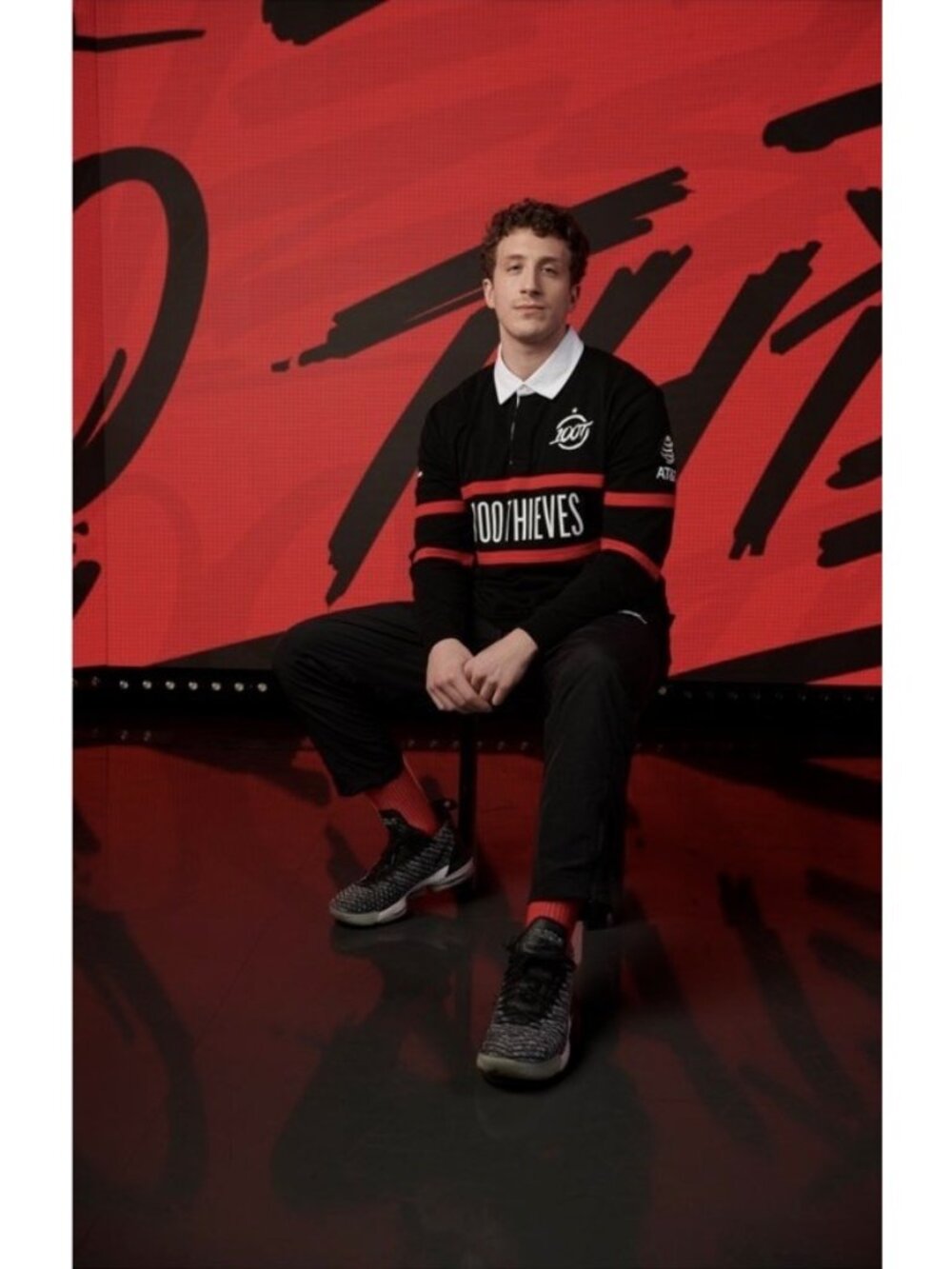 100 Thieves x Lexus Long Sleeve Rugby Polo Jersey Black Red White Men’s XL 2022